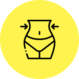 A bright yellow background featuring a black line-art illustration of a stylised female torso with an hourglass figure, wearing underwear.